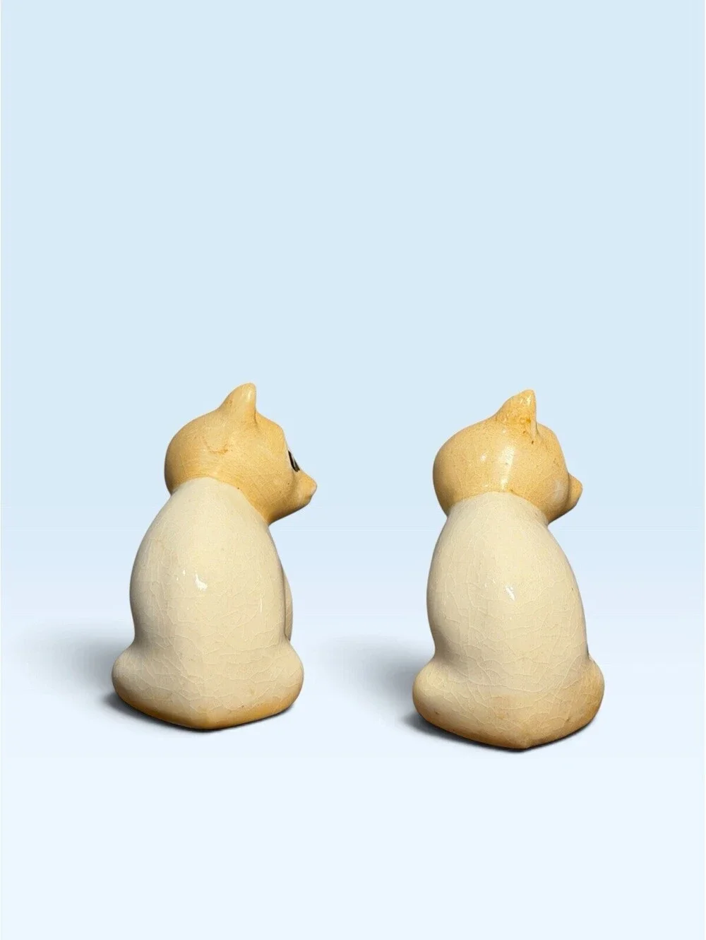 Vintage MCM Occupied Japan Wide Eye Cat Salt Pepper Shakers Pair Kittens Trinket
